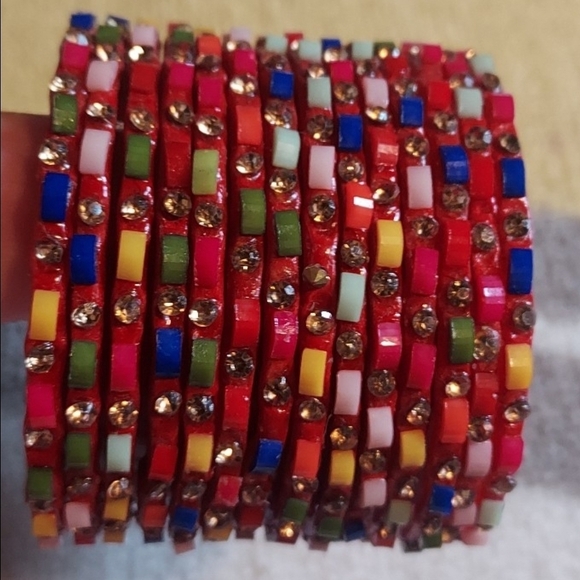Colorful Rhinestone Bangle Set - Picture 2 of 5